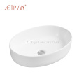 Elegante lavabo da bagno ovale in materiale ceramico